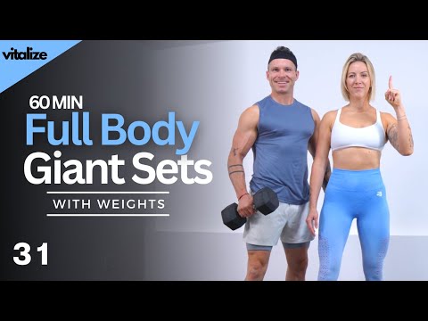 1 Hour FULL BODY WORKOUT with WEIGHTS | Giant Sets