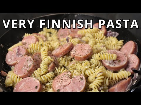 Very Finnish Pasta (sausages, onions, cream, garlic)