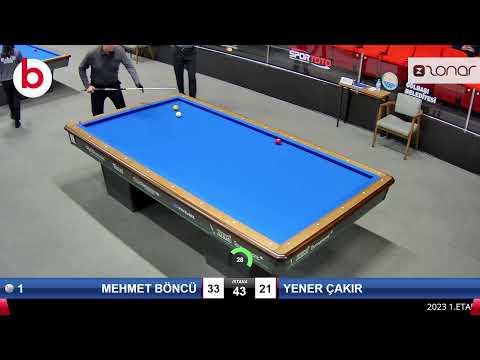 MEHMET BÖNCÜ & YENER ÇAKIR Bilardo Maçı - 2023 1.ETAP ÖN ELEME-4.TUR