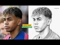 How To Draw Lamine Yamal Step By Step Lamine Yamal Portrait Drawing