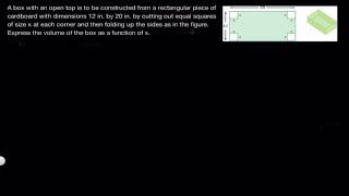 Finding Function to Represent Volume of Open Top Box