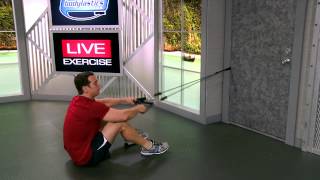 Seated Rear Shoulder Row with resistance bands exercise video thumbnail