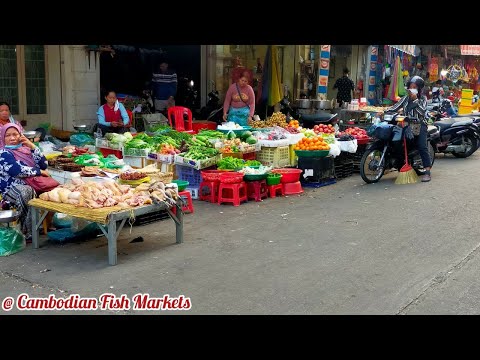 Evening Street Market in Russey Keo-Phnom Penh-Cambodia [Cambodian Fish Markets]