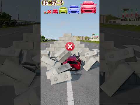 Big Cars and Small Cars vs 10 walls – Who Breaks First?! 💥🚗🔥 #shorts 02
