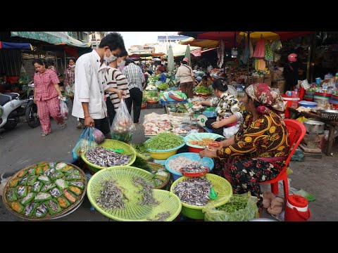 Chhbar Ampov Evening Street Food Market  - Various Different Food Type Selling in Street Market