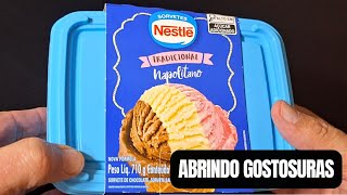 ???? ABRINDO SORVETE NESTLÉ NAPOLITANO, CHOCOLATE, CREME E MORANGO