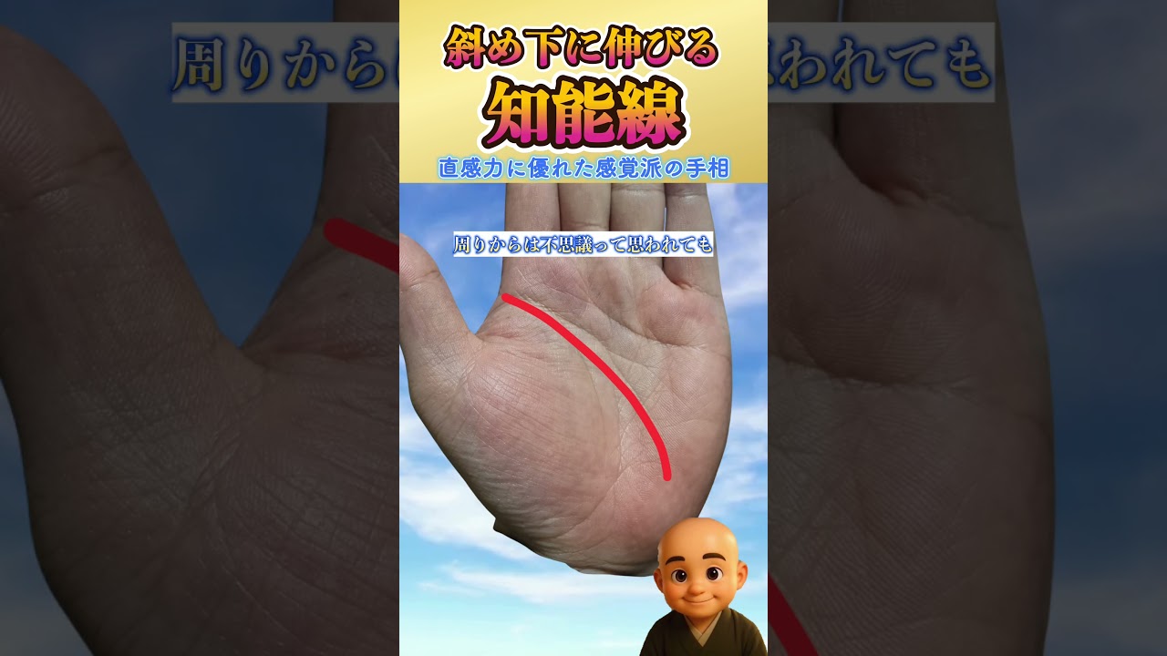 【手相】実はかなり特別！斜め下に伸びる知能線がある人のヒミツ🤫✨ #手相占い #知能線