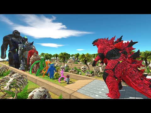Godzilla Black Red vs King Kong SKULL ISLAND DEATH RUN - Animal Revolt Battle Simulator