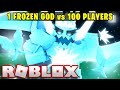 1 FROZEN GOD vs 100 PLAYERS... (Roblox Bedwars)