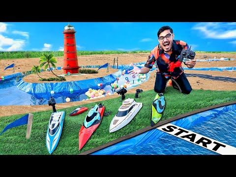 RC Boat Race Challenge on Mini Water Canal🔥- कौनसी नाव जीतेगी रेस? Looser Will Get Mud Bath