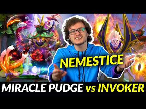 MIRACLE PUDGE vs INVOKER at Middle lane in new NEMESTICE Patch