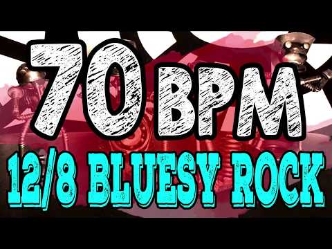 70 BPM - Blues Rock Shuffle #1  - 12/8 Drum Track - Metronome - Drum Beat