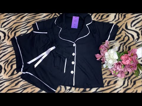 Pijama americano curto com bolso de algodão - TOTAL BLISS