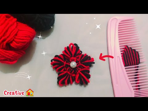 It's so Cute 💖 Super Easy Woolen Flower Making Idea With Hair Comb | DIY Woolen Flower Crafts
