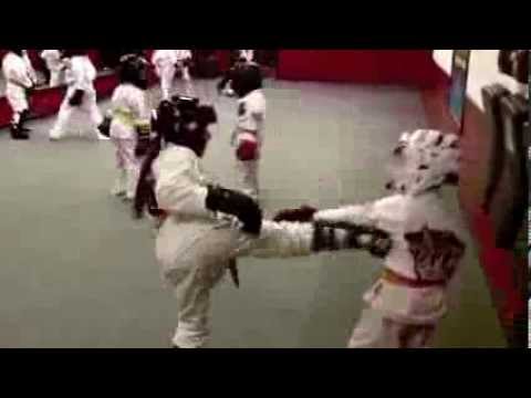 Kids Kenpo Karate Class Working Controlled Step Sparring Drills