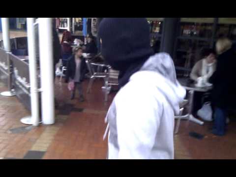 ninja man walking in burnley town center