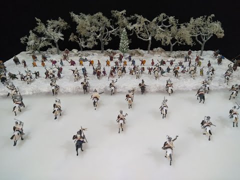 The Battle on the Ice : a Teutonic Crusaders and Russian Novgorodian Army diorama at 1/72 scale .