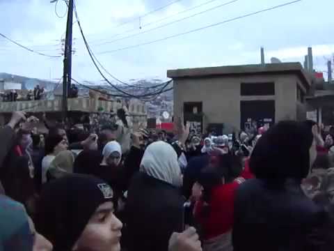 عودة عناصر كتيبة حمزة بن عبد المطلب من احدى المعارك مع ترحب الأهالي في منطقة الزبداني في ريف دمشق