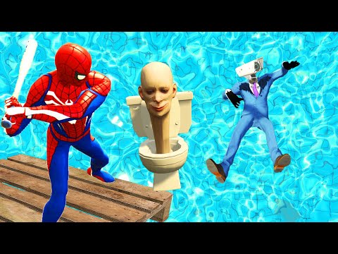 GTA 5 SPIDERMAN & Skibidi Toilet Water Fails (Jumps, Ragdolls & Euphoria Physics)