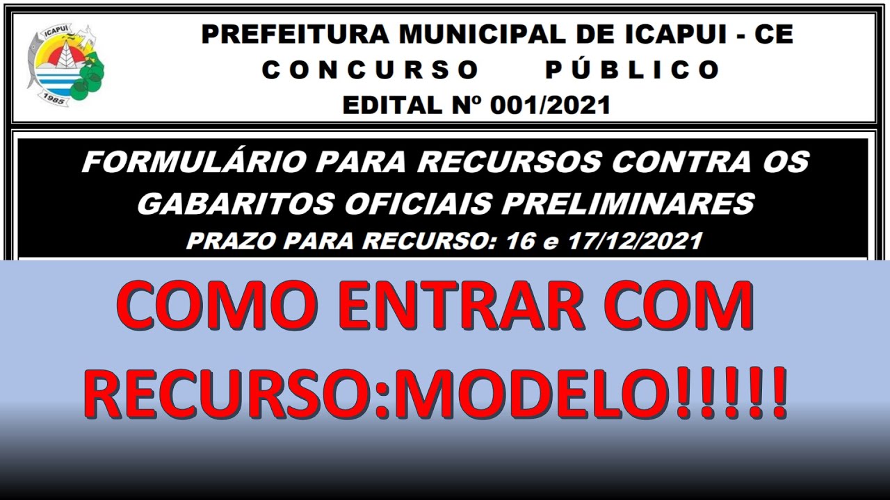 SAIU O GABARITO DE ICAPUÍ - MUITAS QUESTÕES ERRADAS - COMO ENTRAR COM RECURSO (Link na Descrição)