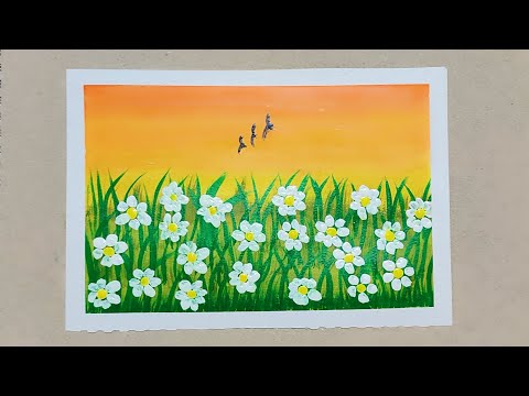 Painting flowers with acrylic for beginners | Water coloring painting tutorial beginners