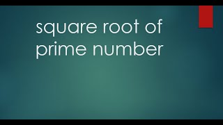 Square root Of Prime Number    II  O level Math D 4024 Question 