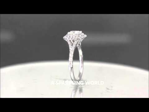 18k White Gold Cushion Cut Diamond Engagement Ring Deco 1.50ctw - ASW - 790N