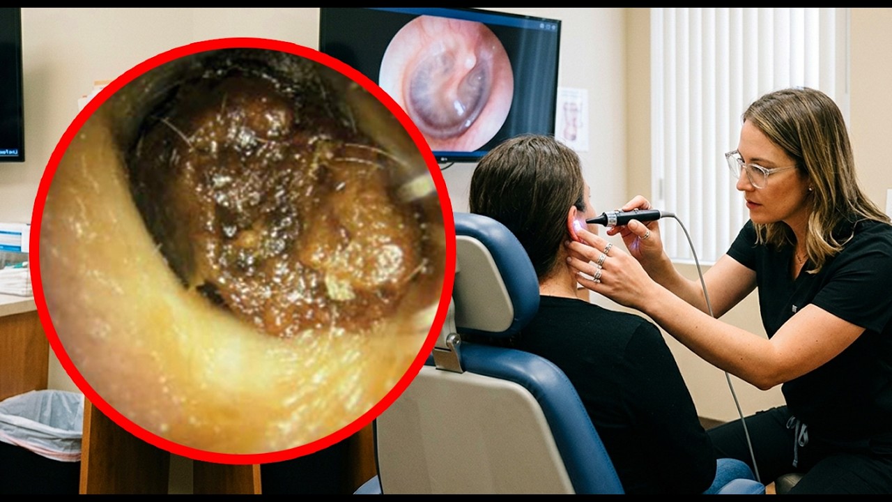 耳から膨大な耳垢が出て、皮が剥がれます(Remove moist earwax blocking the right ear/Remoção de cera úmida ouvidos)