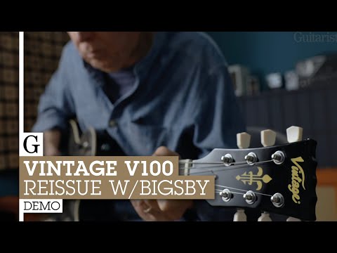 Vintage V100BLB Reissued Series Electric Guitar Flamed Black Burst w/ Bigsby image 13