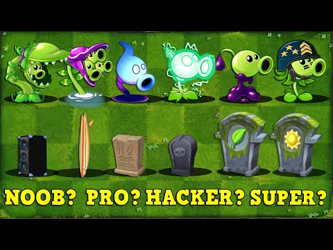 All PEA Plants vs Team GRAVESTONES - NOOB x PRO x HACKER x GOD - Who Will Win?  PvZ 2 Plant vs Plant