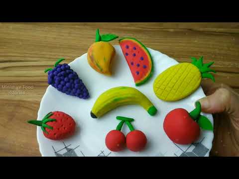 DIY Miniature Play Doh Fruits | How to Make Fruits Modelling Clay for Kids