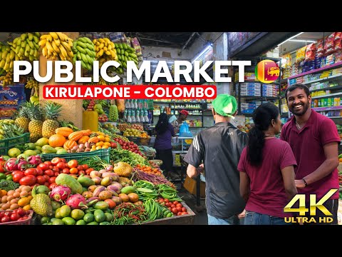 [4K] Sri Lanka: Kirulapone Public Market Walk 🇱🇰 | Fresh Fruits, Vegetables & Meat | Colombo Life