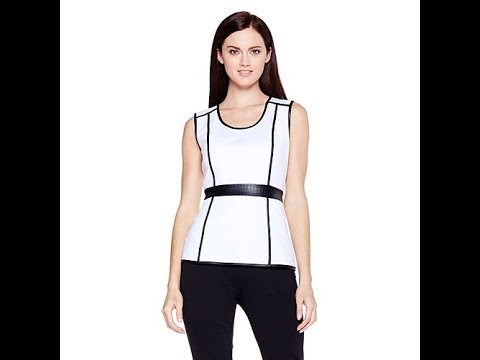 G by Giuliana Rancic Perforated Ponte Top with Luxe Trim