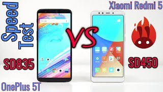 Xiaomi Redmi 5 VS OnePlus 5T - Speed Test - Snapdragon 450 vs 835