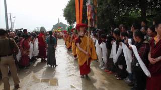 His Holiness Karmapa arriving at Taergar Monastery, Bodhgaya