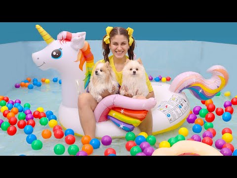 O BANHO DE PISCINA DA BELINHA E DO SKY COM A MILENINHA