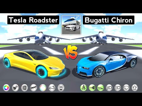 3D Driving Class 2022 - Tesla Roadster vs Bugatti Chiron. Who is Best? - Full Comparison
