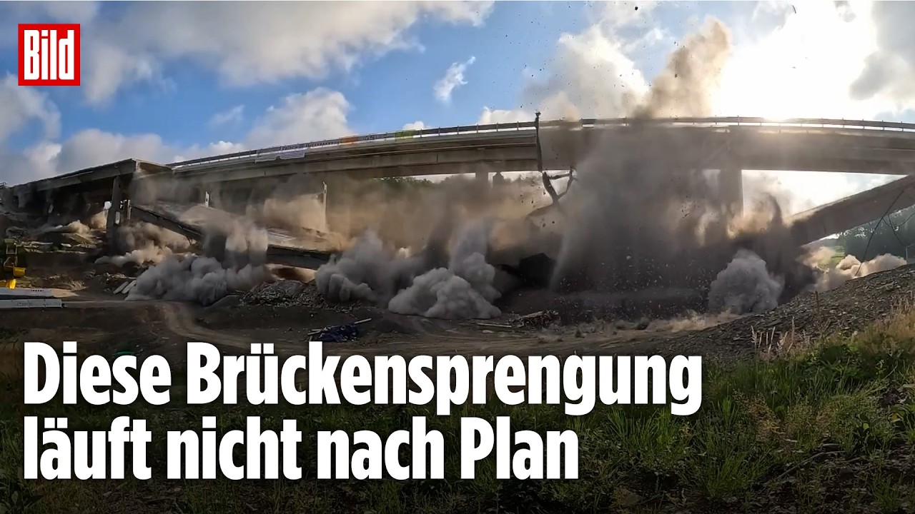 Talbrücke Ottfingen: Brückensprengung geht daneben– vier Stützen bleiben stehen