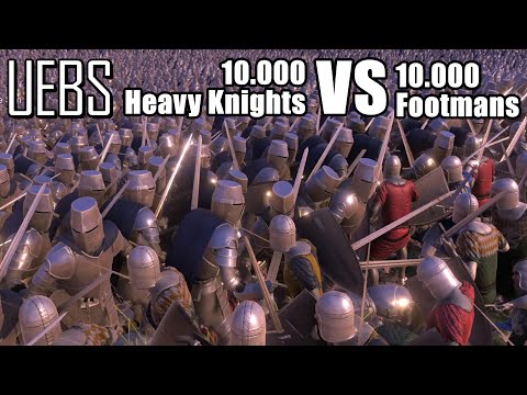 Medieval: 10.000 Heavy Knights VS 10.000 Footmen | Ultimate Epic Battle Simulator UEBS 4K