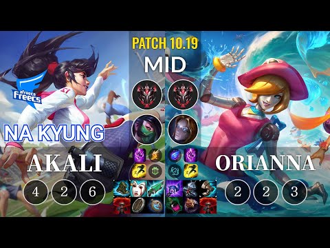 AF Na Kyung Akali vs Orianna Mid - KR Patch 10.19
