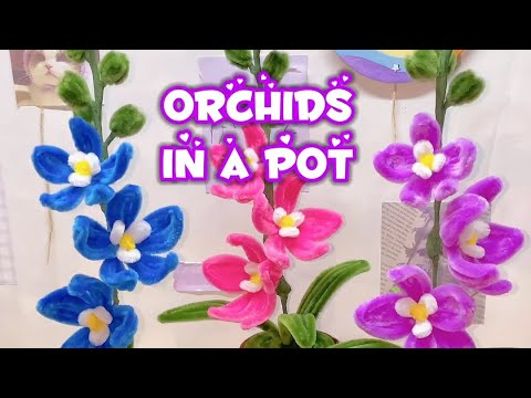 How to make Fuzzy Wire Orchids in a Pot | Febble's Art Corner