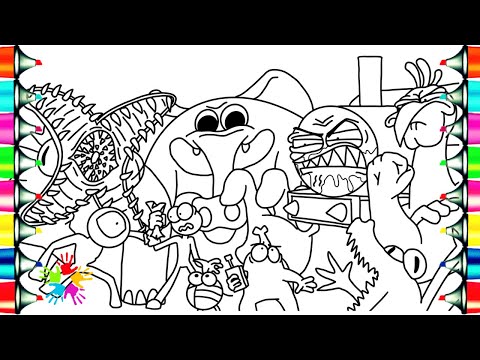 GARTEN OF BANBAN VS RAINBOW FRIENDS VS CHOO-CHOO CHARLES VS DOORS Coloring Pages / How to Color