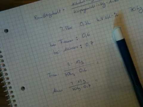 Blutalkoholkonzentration berechnen - Promille Rechner