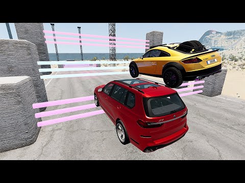 Cars VS Laser CUT Ramp Parkour Jumping #3  BeamNG Drive