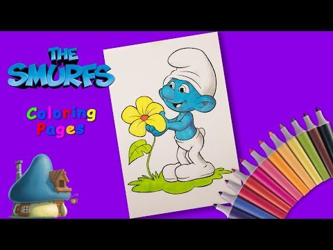 Smurfs coloring page. How to draw Clumsy. Coloring book for children 5-6 years. Video