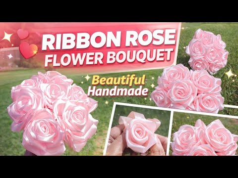 How to Make Ribbon Rose Flower Bouquet | Easy DIY Craft