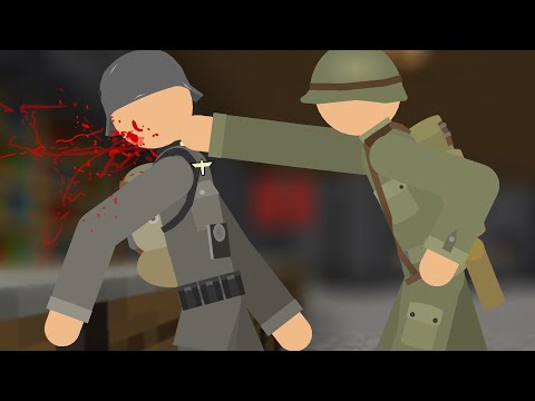 WW2 Stick Nodes Animation- US Soldier vs German Soldier Fighting to Death!