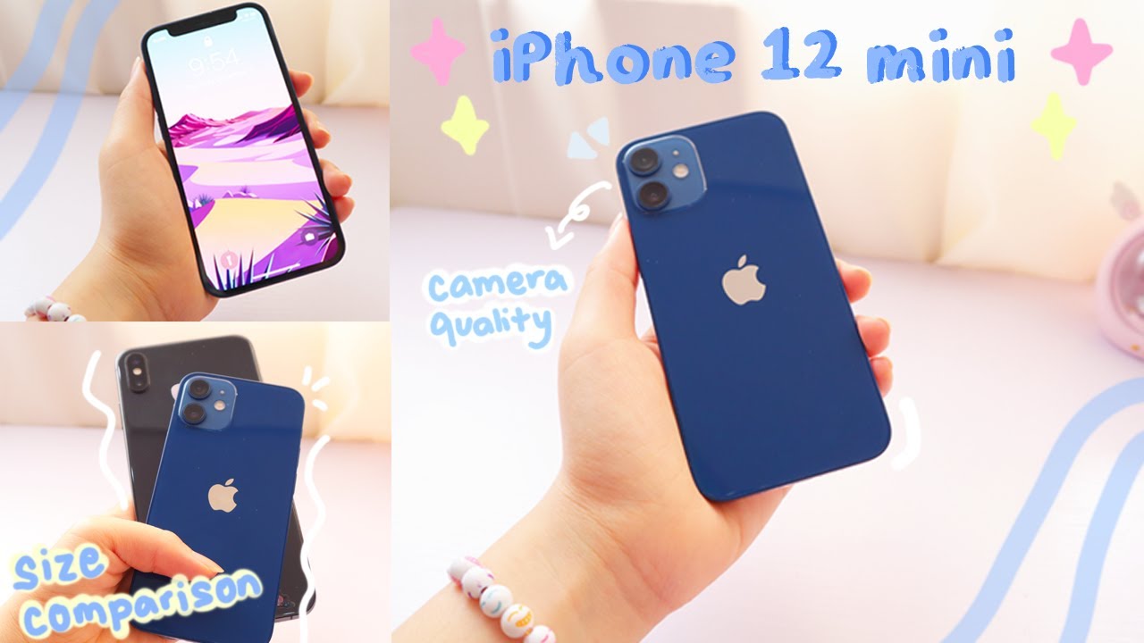 blue iPhone 12 mini unboxing + camera test + size comparison with other iPhones! ✨ (aesthetic vlog)