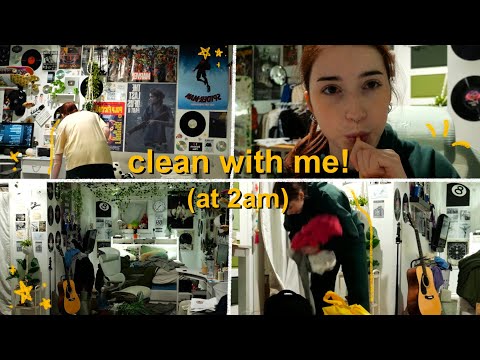 cleaning my messy room at 2 am.  |  clean with me!