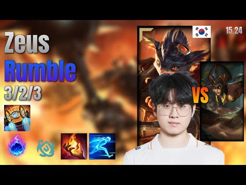 Zeus Top Rumble vs Cassiopeia lol KR solo rank Full Game 15.24 | 제우스 럼블 vs 카시오페아